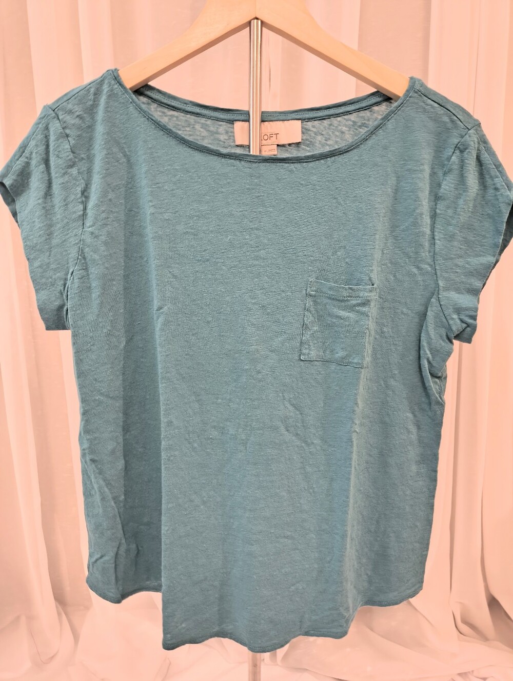 LOFT Teal Short-Sleeve Pocket Tee - Lightweight Knit